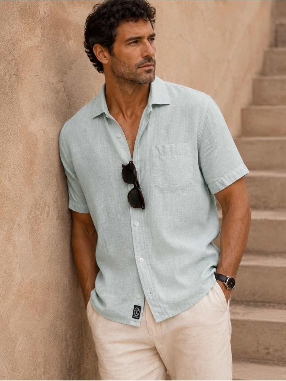 Todd Snyder Light Mint Short-Sleeve Linen Button-Up Shirt